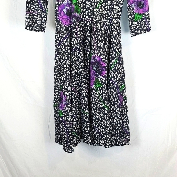 Vintage 80s Kono Floral Midi‎ Dress - Picture 3 of 11